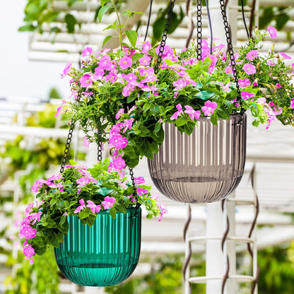 Maxcheck 4 Pcs Self Watering Hanging Planters Indoor Gift 6.5'' 4.5'' Hanging Flower Pots Baskets Outdoor Self Watering Plant with 3hooks Drainage Holes for Home