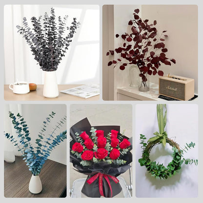 Tavkite 16 Pcs Dried Eucalyptus Stems, 17'' Natural Fresh Eucalyptus Leaves Branches Hanging for Shower, Preserved Real Plant Live Greenery for Home SPA Wall Bathroom Wedding Party Vase Decor