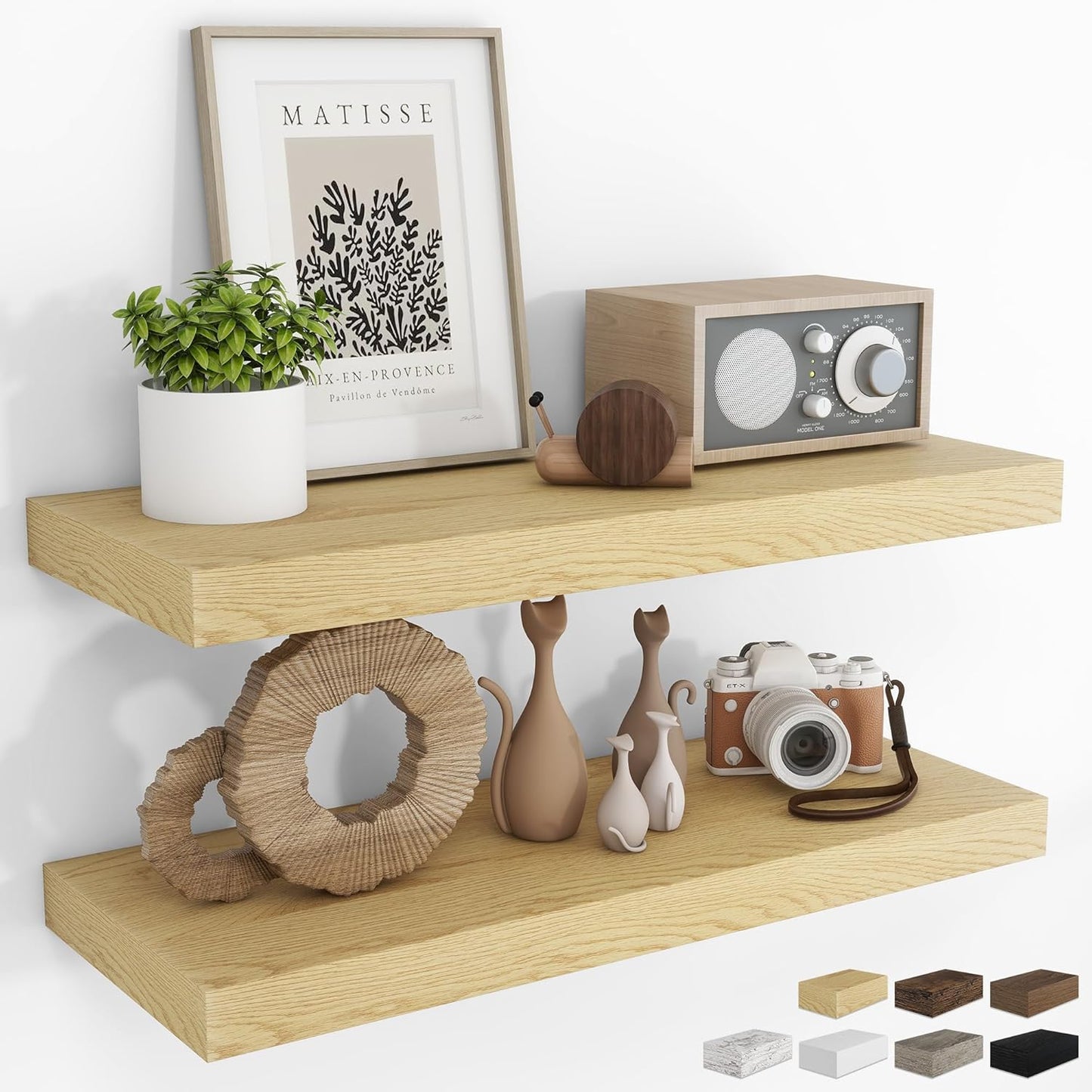 RICHFOCUS 72Inch Floating Shelves for Wall 2 Pack Shelves for Bedroom|Kitchen|Bathroom Wall Mounted Rustic Wood Floating Shelf with Invisible Brackets for Books|Storage|Decor, Rustic Brown