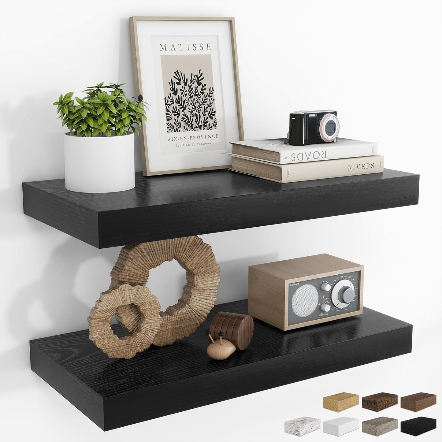RICHFOCUS 72Inch Floating Shelves for Wall 2 Pack Shelves for Bedroom|Kitchen|Bathroom Wall Mounted Rustic Wood Floating Shelf with Invisible Brackets for Books|Storage|Decor, Rustic Brown