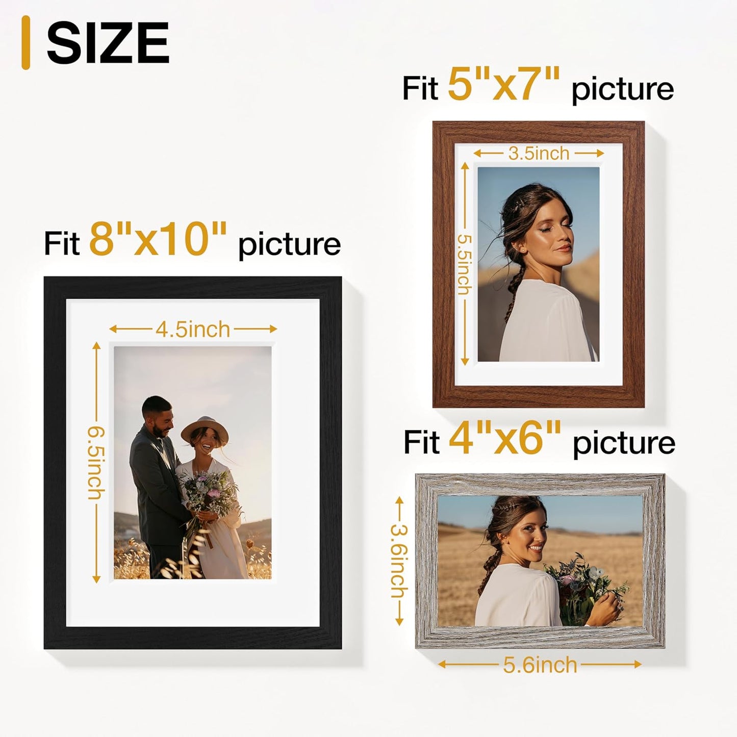 Vittanly 15 Pack Picture Frames Collage Wall Decor for Mounting or Tabletop Display, Gallery Frame Set for Family, Multi Sizes Including 3pcs 8x10, 6pcs 5x7, 6pcs 4x6, Black