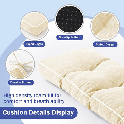 IPYNBAP Bench Cushion, 42 x 16 Inch Patio Furniture Cushions with Durable Ties, Soft Memory Foam Bench Cushions for Indoor/Outdoor Furniture with Non-Slip Bottom, Kitchen&Dining, Dark Grey