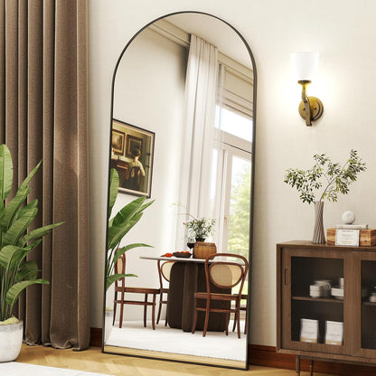 XRAMFY 56"x21" Arched Full Length Mirror Floor Mirrors with Aluminum Alloy Frame Free-Standing Wall Mounted Floor Mirrors or Large Dressing Mirror, Black Mirror Full Length