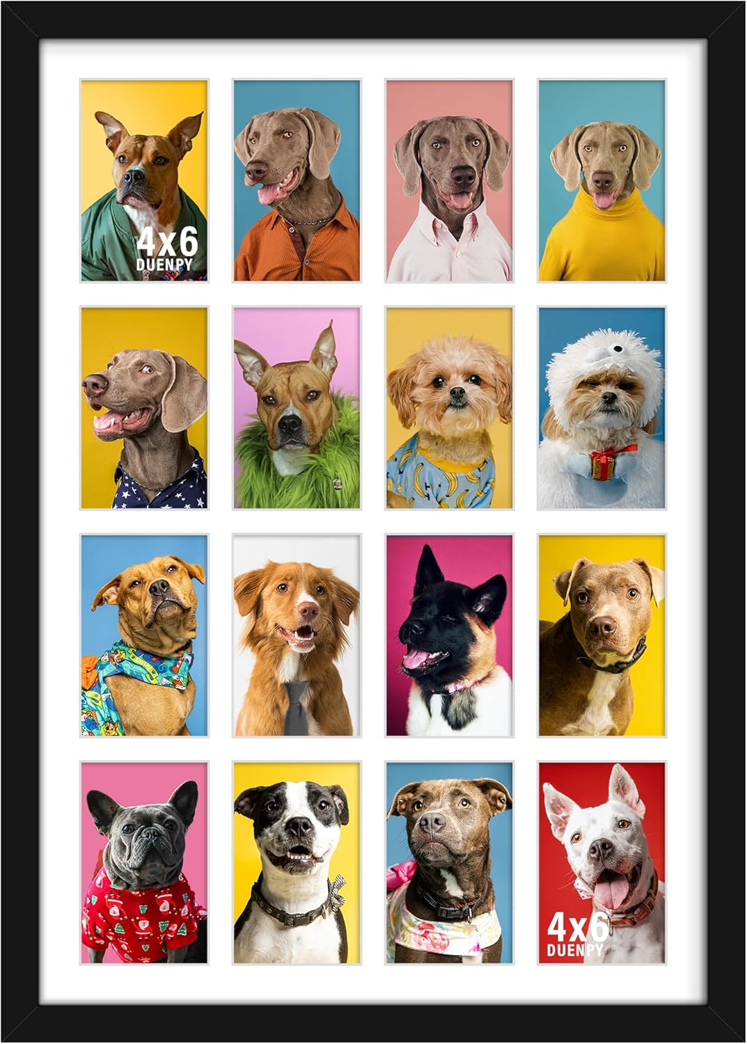 DUENPY 14x26 Collage Picture Frame 4x6 Collage Picture Frame Displays Twelve 4x6 inch Photos Available Horizontal Wall Mounting Display and Vertical Black - Colors B