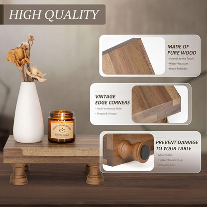 EOSAHR Farmhouse Riser for Room Decor : Decorative Pedestal Stand For Display Your Home Decorations and Uniquely Soap Stand - Rustic Bathroom Counter Tray and Kitchen Decor (Natural Wood)