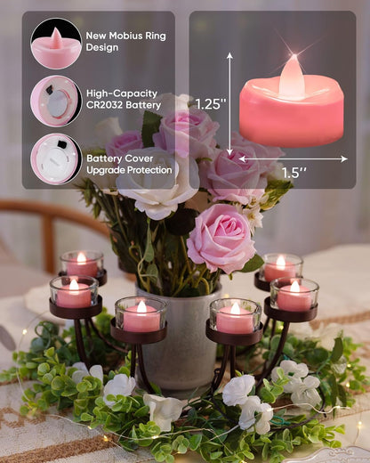 merrynights LED Candles, Tea Lights Candles Battery Operated Bulk, 50-Pack Long-Lasting 200 Hours Flameless Tealight Candles, Realistic Tea Lights for Christmas Halloween Wedding, 1.5'' D X 1.25'' H