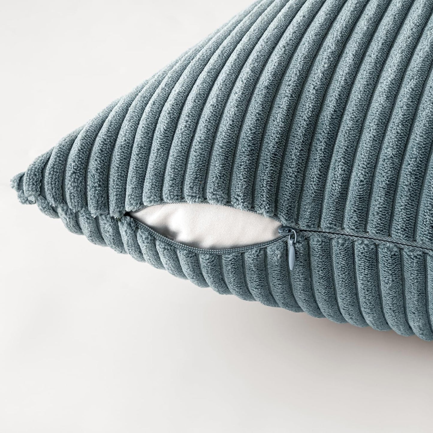 MIULEE Boho Farmhouse Sage Green Throw Pillow Covers 18x18 Inch Set of 4 Mordern Nordic Cushion Covers Soft Corduroy Spring Home Decor for Couch Bed Sofa Living Room Forest Green