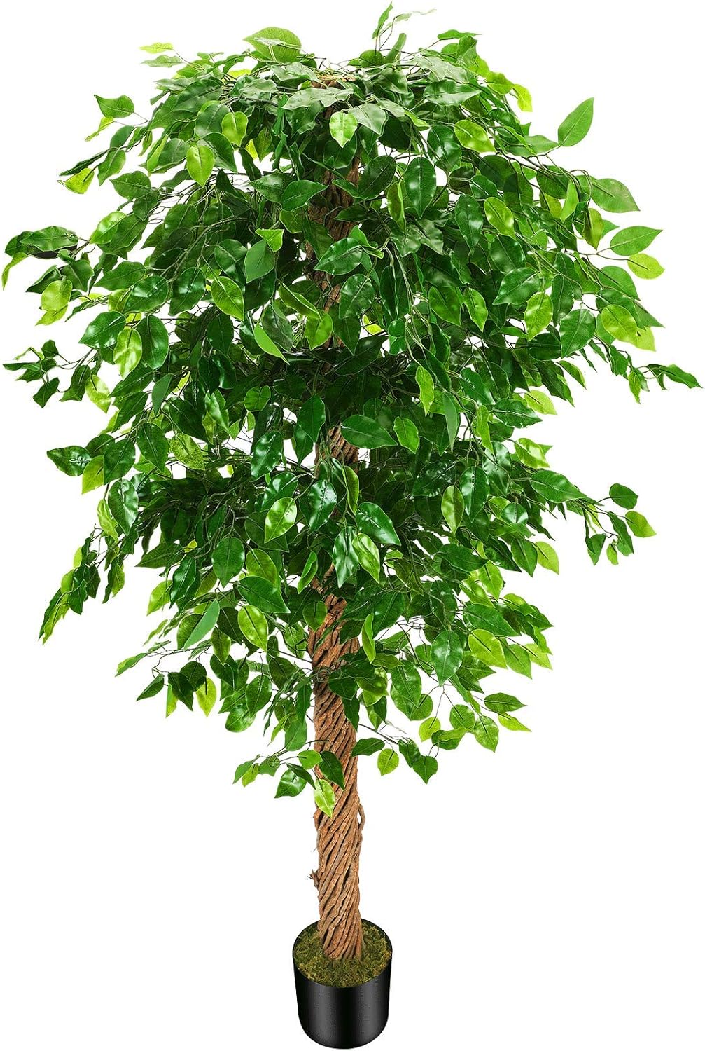 OXLLXO 5ft Artificial Ficus Silk Tree (60in) with Plastic Nursery Pot Faux Tree, Fake Plant for Office House Farmhouse Living Room Home Decor (Indoor/Outdoor)