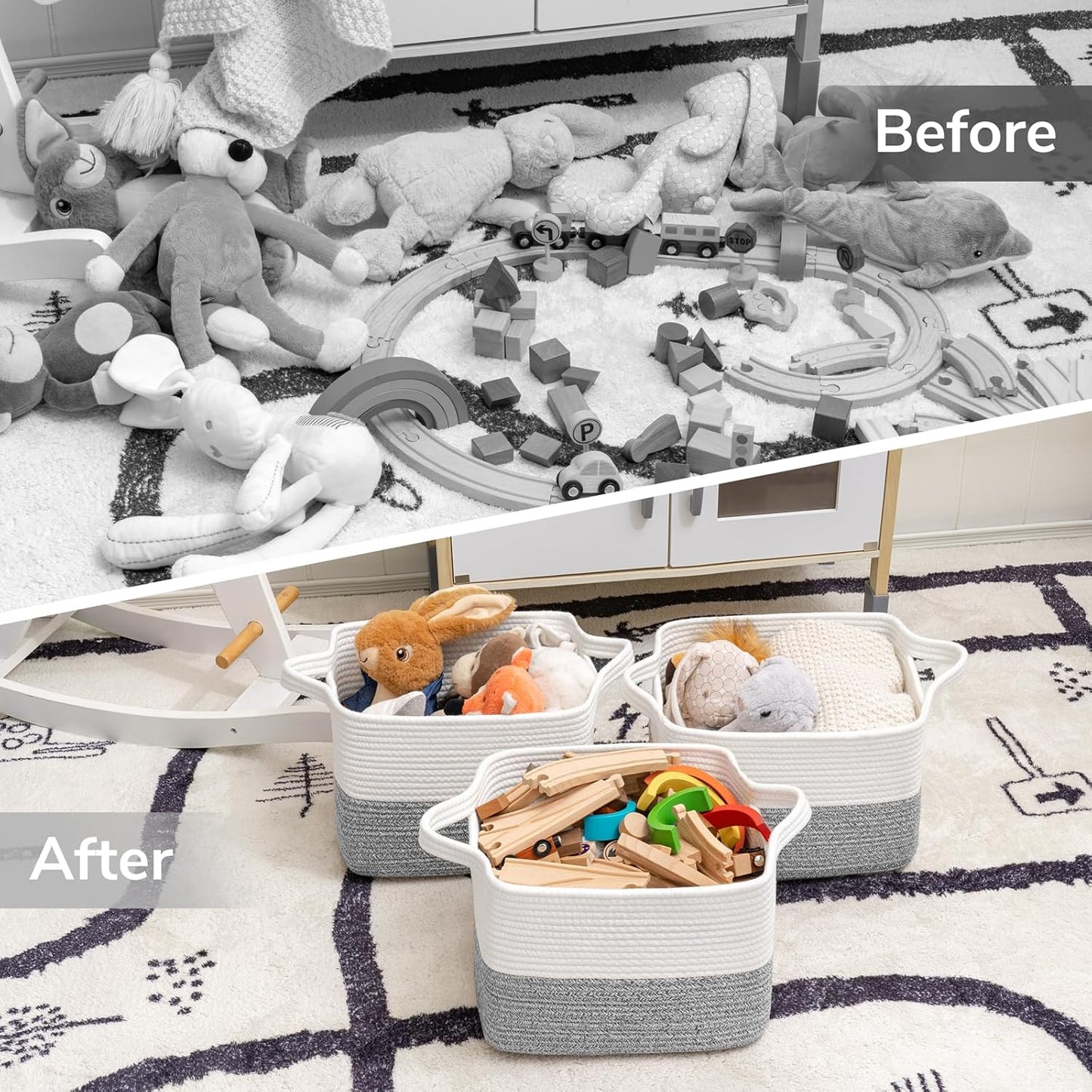Goodpick Cube Storage Bins - Towel, Book, Cloth, Shoes, Closet Shelf Woven Baskets for Office, Baby Laundry, Toys, 13''x10''x9''