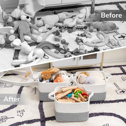 Goodpick Cube Storage Bins - Towel, Book, Cloth, Shoes, Closet Shelf Woven Baskets for Office, Baby Laundry, Toys, 13''x10''x9''