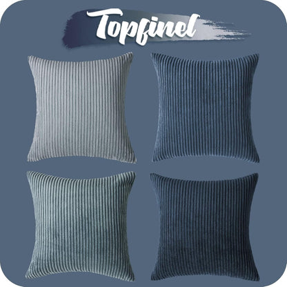 Topfinel Decorative Throw Pillow Covers Cushion Cases, Set of 4 Soft Velvet Modern Double-Sided Designs, Mix and Match for Boho Farmhouse Fall Home Decor (18x18 inch, Orange/Teal)