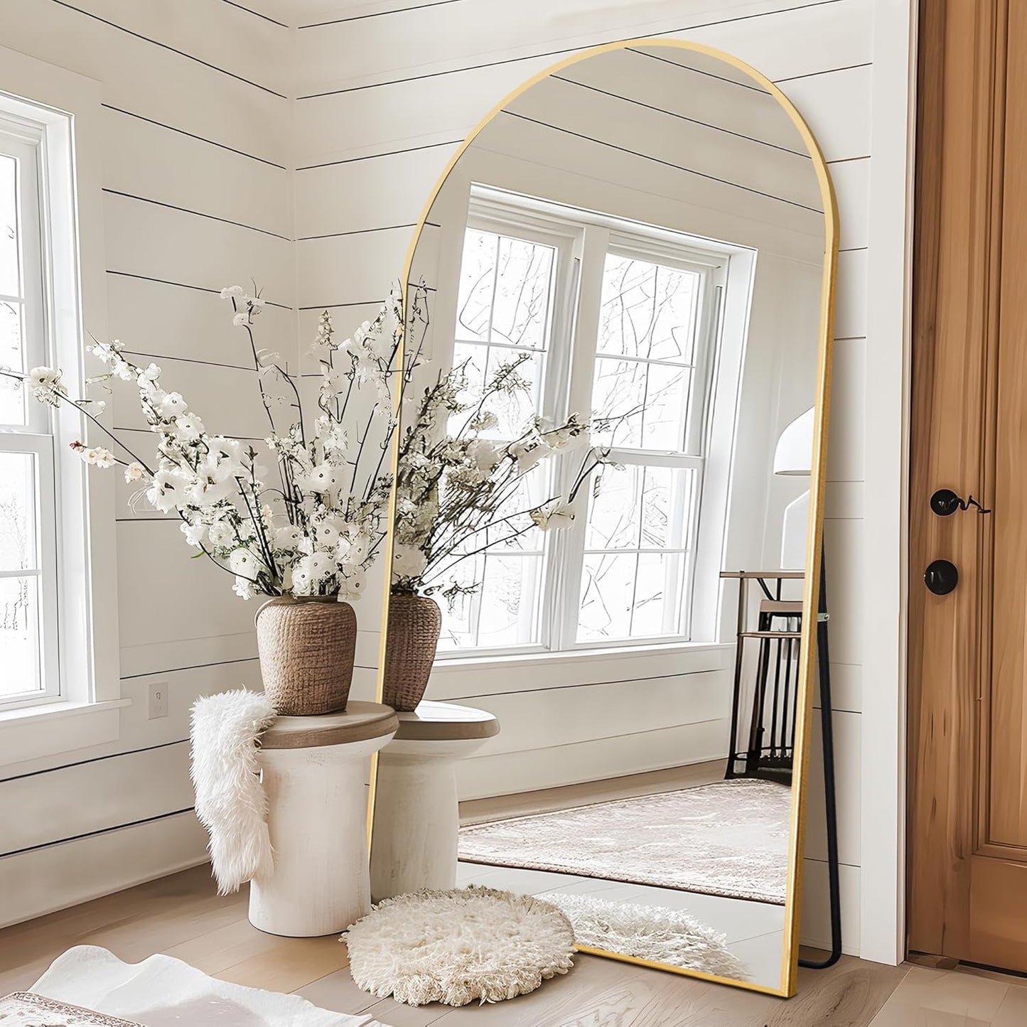 NicBex Full Length Mirror with Stand, 56"x19" Aluminum Alloy Frame Floor Mirror, Black, Shatter-Proof Glass - Free Standing, Leaning Against Wall or Wall-Mounted, for Bedroom Living Room Dressing Room