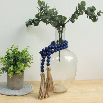 Meplait 39in Wood Bead Garland Farmhouse with Tassels,Versatile Prayer Beads Boho Chic Wall Hanging Home Decor (Black)