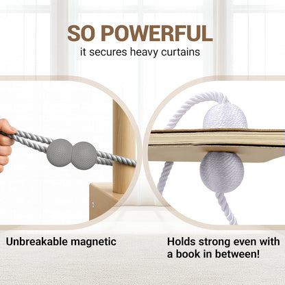 Hion Magnetic Curtain Tiebacks Black 2pcs, Curtain Tiebacks Buckles Holdbacks Holders Hooks Clip for Home Outdoor Bedroom Office Decorative Curtain