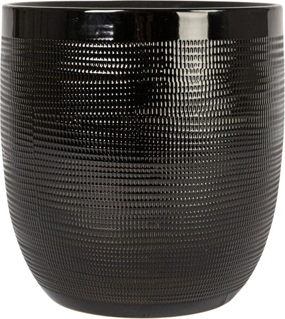 Creative Co-Op Large Matte White Embossed Stoneware Planter