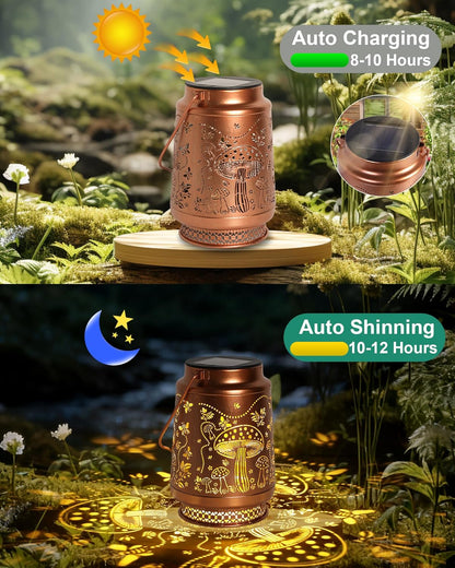 Solar Lanterns Outdoor Waterproof Hummingbird Elegant Garden Decor Birthday Gifts for Women Mom Grandma Sister Metal Hanging Solar Lights Outside Gardening Decorations for Backyard, Patio, Lawn, Porch