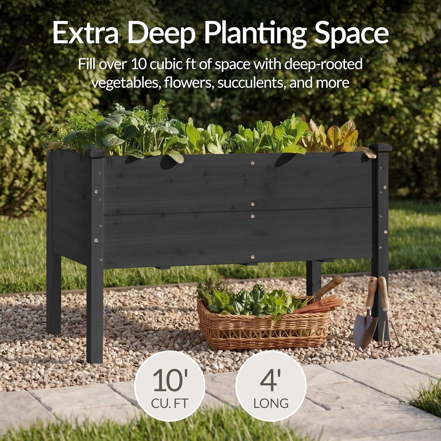 Best Choice Products 72x24x30in Raised Garden Bed, Elevated Wood Planter Box Stand for Backyard, Patio, Balcony w/Divider Panel, 6 Legs, 300lb Capacity - Natural