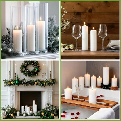 Unscented Ivory Pillar Candles Set of 6-2.8x4 inch - Dripless and Smokeless Large Pillar Candles, 50-Hours Long Burning Time Paraffin Candle for Dinner Table, Christmas and Home Decor