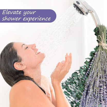 115 Pcs Eucalyptus Stems & Lavenders Flowers Bundles for Shower, 17'' Upgrade Hanging Shower Plant, Natural Real Eucalyptus Leaves Lavenders Stems with Chrysanthemums, Fragrant Bathroom Decor