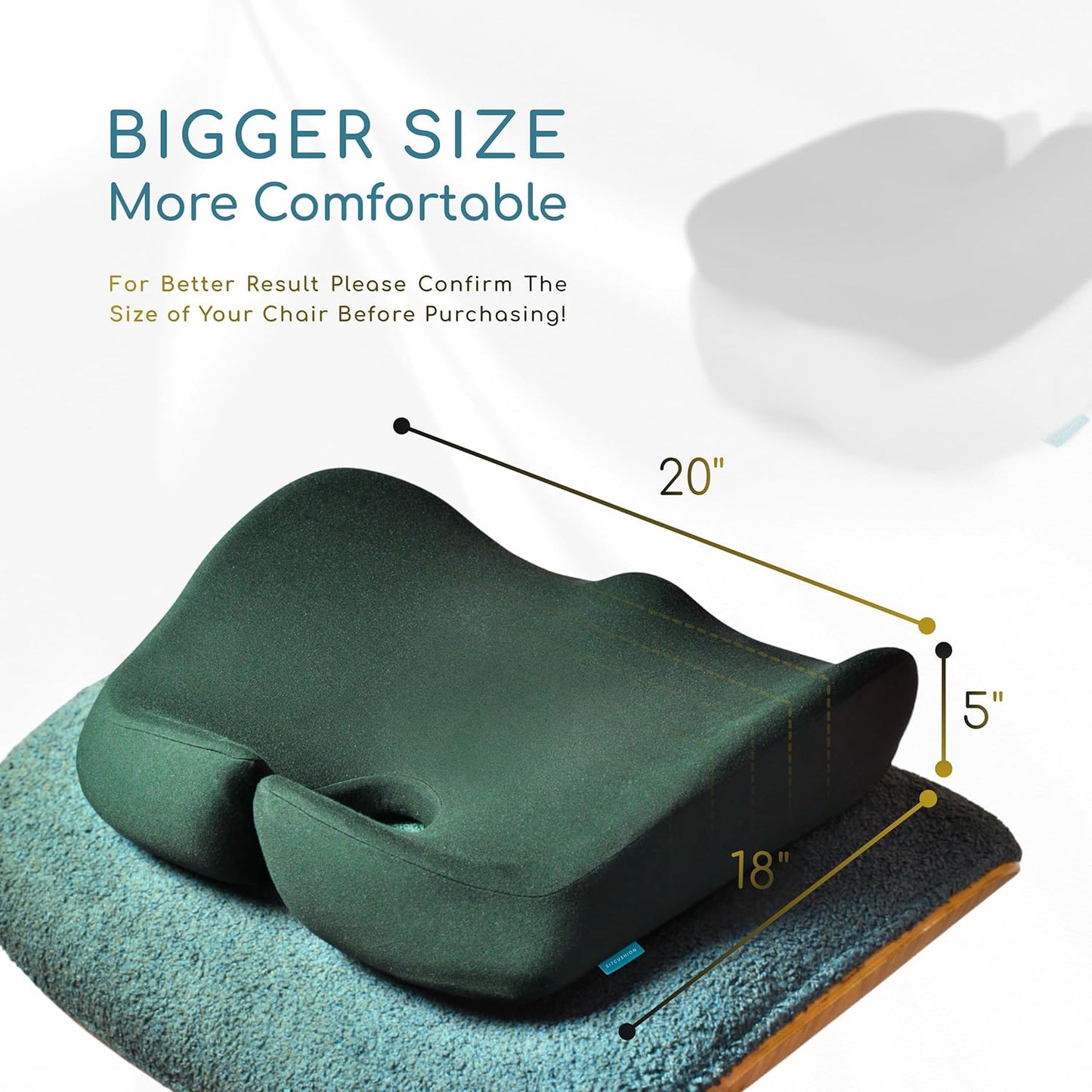 Extra Large Memory Foam Seat Cushions for Office Chairs, Pressure Relief Seat Cushion for Tailbone Pain Relief, Sciatica & Back Pain, Ergonomic Office Chair Cushion for Long Sitting & Driving (Black)