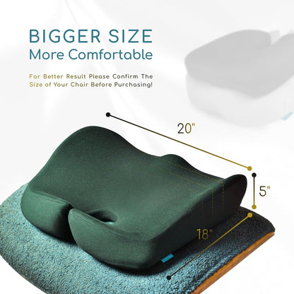 Extra Large Memory Foam Seat Cushions for Office Chairs, Pressure Relief Seat Cushion for Tailbone Pain Relief, Sciatica & Back Pain, Ergonomic Office Chair Cushion for Long Sitting & Driving (Black)