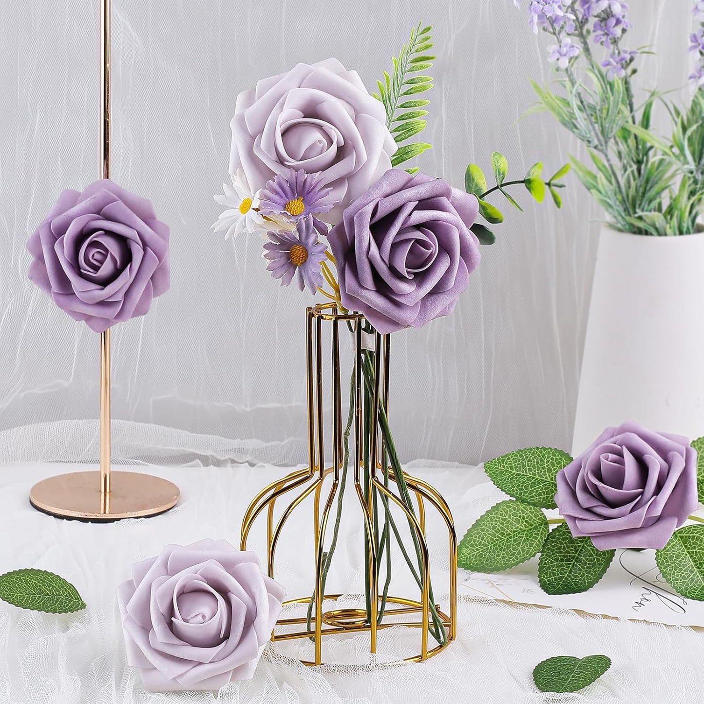 AmyHomie Artificial Flowers Dark Red Rose 25pcs Real Looking Fake Roses w/Stem for DIY Wedding Bouquets Centerpieces Arrangements Party Baby Shower Mothers Day Christmas Tree Decorations