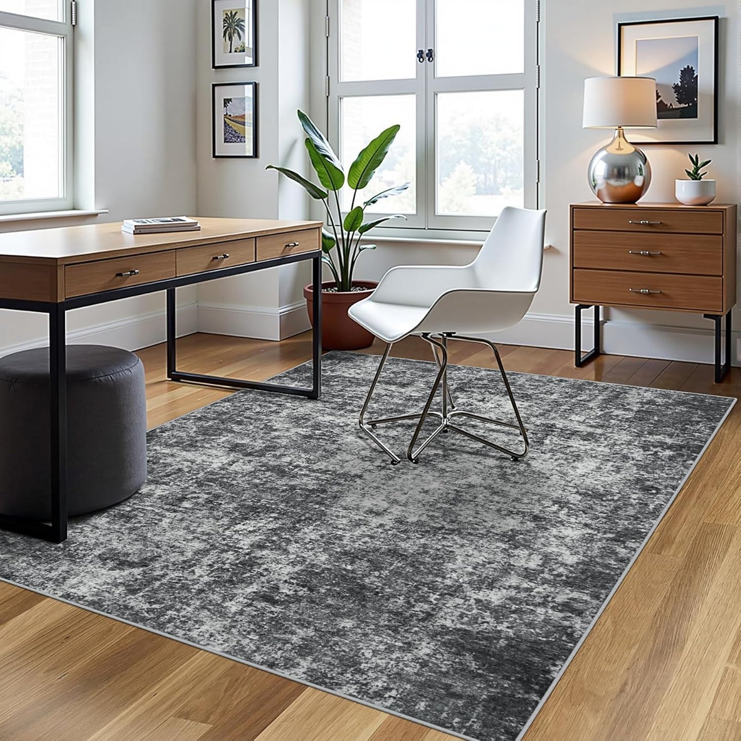 8x10 Area Rugs for Living Room Rug Washable: Abstract Large Rug for Dining Room Bedroom Carpet Non Slip 8 by 10 Indoor Modern Nursery Home Office Blue Grey