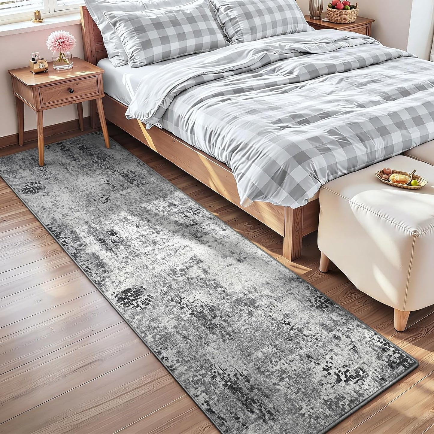 Ompaa 2x6 Rug Runners for Hallways Kitchen Runner Rug Non Slip Washable Grey Long Runner Rugs with Rubber Backing Soft Abstract Carpet Runner for Hallways, Kitchen, Bedroom, Bathroom, Entryway - Colors A