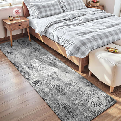 Ompaa 2x6 Rug Runners for Hallways Kitchen Runner Rug Non Slip Washable Grey Long Runner Rugs with Rubber Backing Soft Abstract Carpet Runner for Hallways, Kitchen, Bedroom, Bathroom, Entryway - Colors A