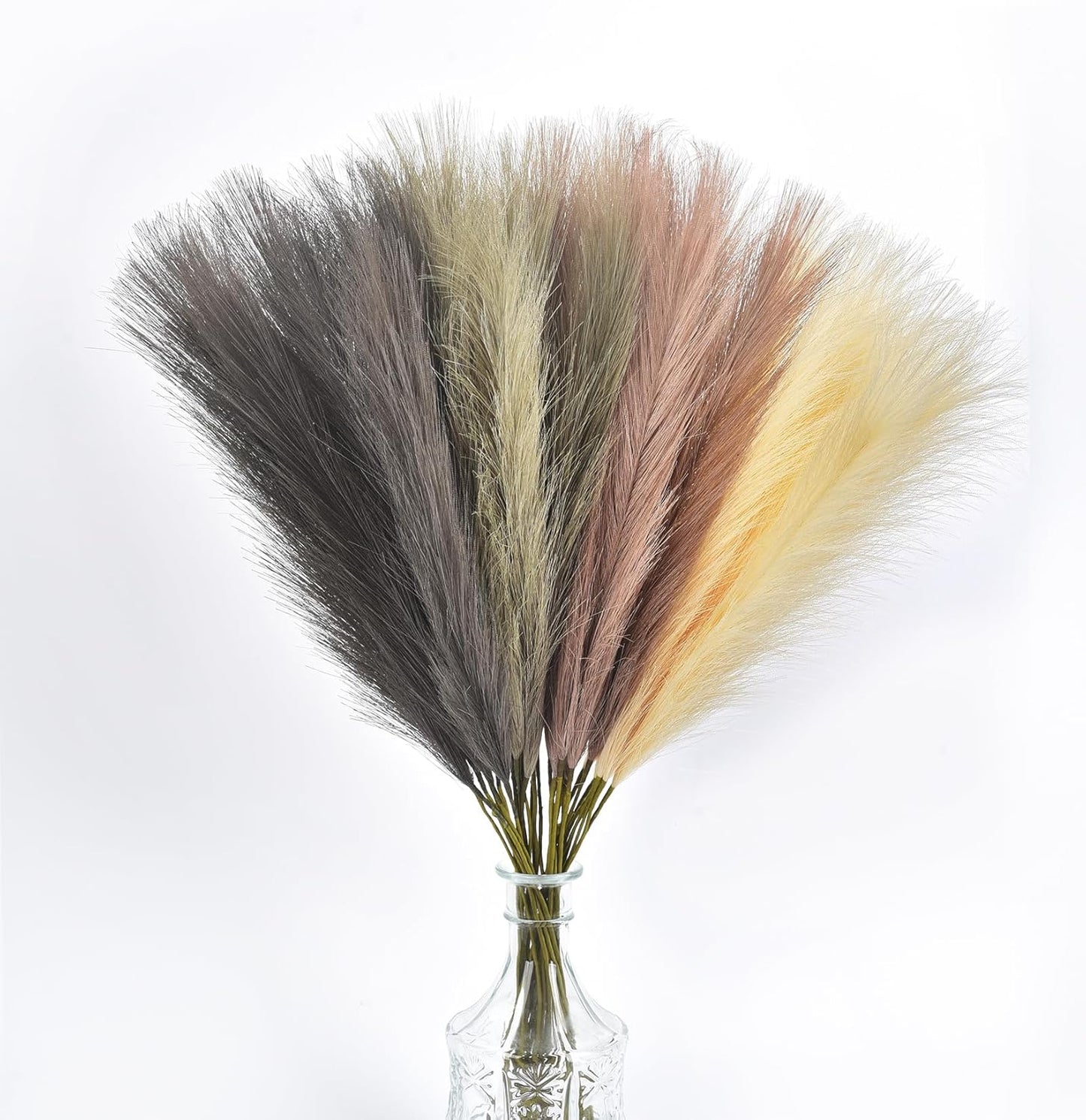 LSKYTOP Orange Pampas Grass Decor,23Inch 12pcs Faux Pampas Grass Bouquets Artificial Pampas Fake Pampas Flower for Home Living Room Bedroom Vase Decor