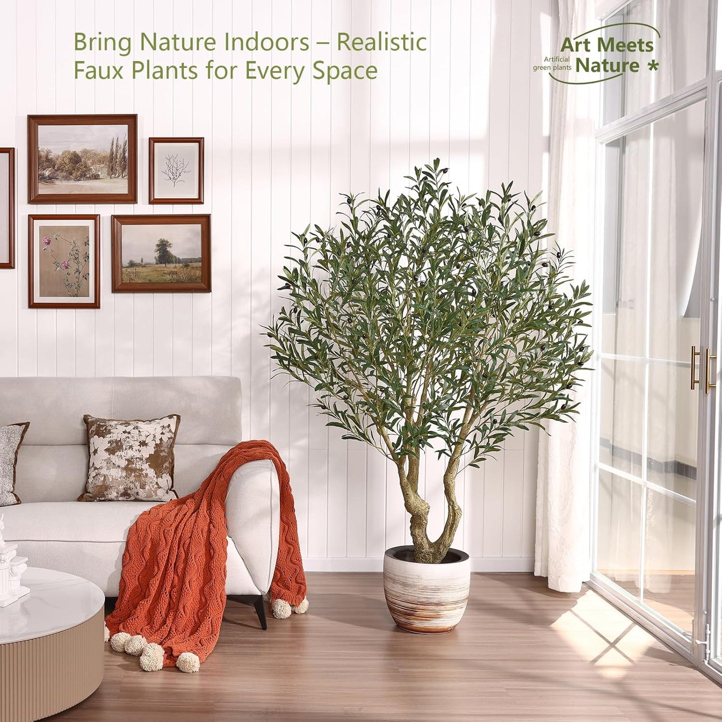 Verinatural Olive Tree Artificial Indoor 6ft - UV Resistant Large Fake Plants - Realistic Faux Olive Tree in Pot - Tall Artificial Plants Outdoor for Home, Patio, Living Room, Office Decor,VN138