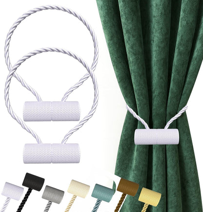 Hion Magnetic Curtain Tiebacks Black 2pcs, Curtain Tiebacks Buckles Holdbacks Holders Hooks Clip for Home Outdoor Bedroom Office Decorative Curtain