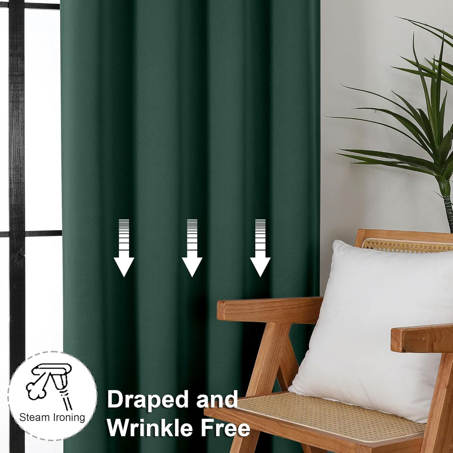 Simplebrand Ava Sage Green Blackout Curtains for Bedroom 63 Inch Length 2 Panels Set, Solid Thermal Insulated Energy Saving Rod Pocket Window Treatment Curtains Blackout Drapes, W40 x L63 Inch, Sage - Colors B