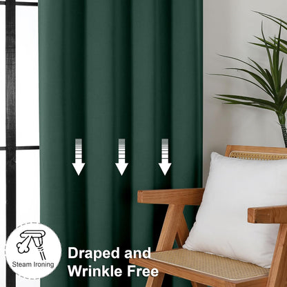 Simplebrand Ava Sage Green Blackout Curtains for Bedroom 63 Inch Length 2 Panels Set, Solid Thermal Insulated Energy Saving Rod Pocket Window Treatment Curtains Blackout Drapes, W40 x L63 Inch, Sage - Colors B