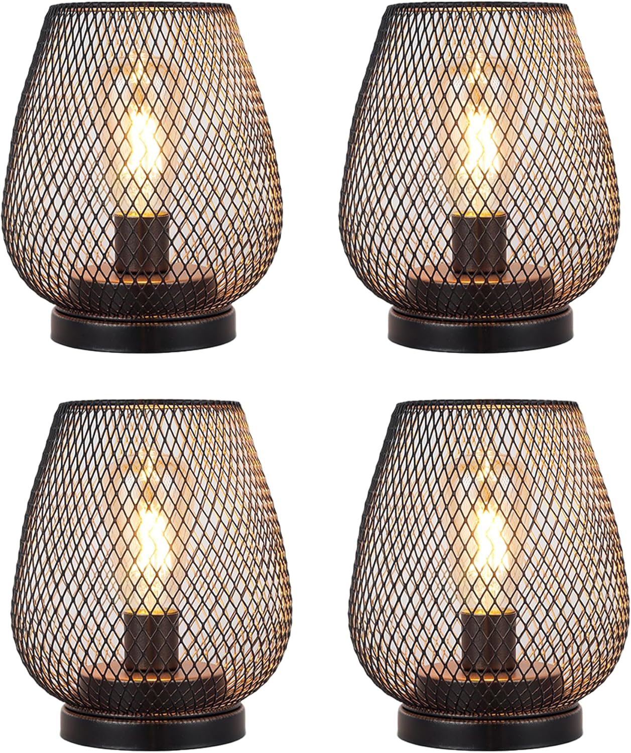 JHY DESIGN Set of 2 Metal Cage LED Lantern Battery Powered Cordless Accent Light with LED Great for Weddings Parties Patio Events for Indoors Outdoors