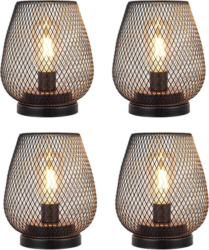 JHY DESIGN Set of 2 Metal Cage LED Lantern Battery Powered Cordless Accent Light with LED Great for Weddings Parties Patio Events for Indoors Outdoors