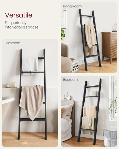 VASAGLE Blanket Ladder Decorative Farmhouse for The Living Room, 5-Tier Ladder Shelf, Ladder Rack for Storage and Decor, Honey Brown ULLS018K41