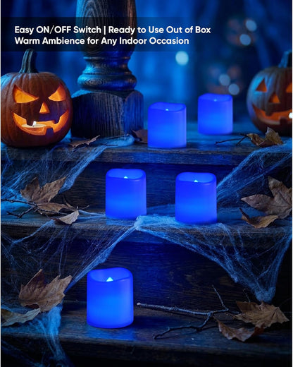 Homemory 24Pack Flickering Flameless Votive Candles,200+Hour Electric Fake Candles,Battery Operated LED Tealight for Wedding,Outdoor,Table,Halloween,Christmas Decor(Warm White,Battery Included)