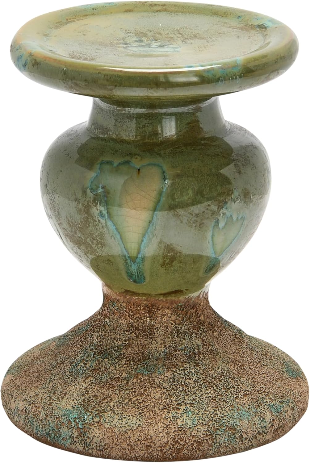 Creative Co-Op Small Distressed Blue Terracotta Pillar Candle Holder