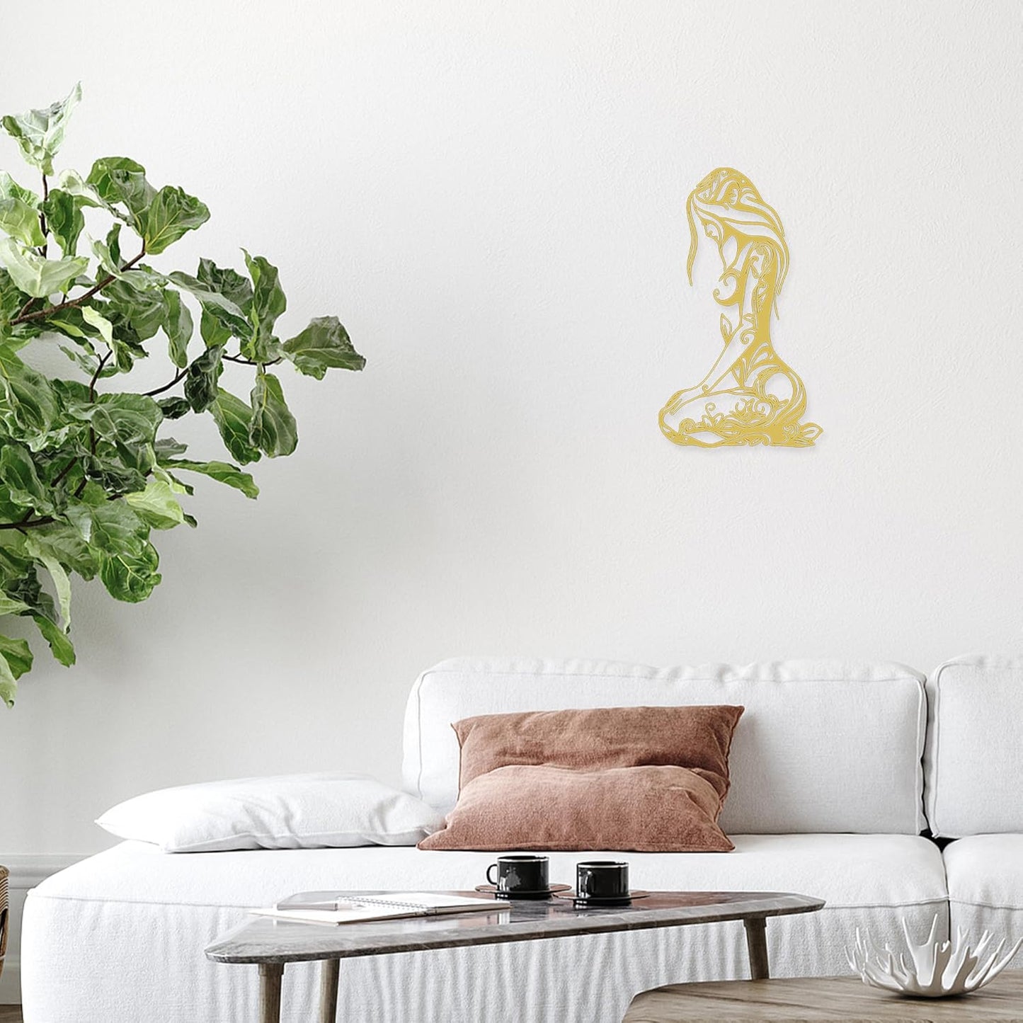 Xedatric Modern Abstract Metal Wall Art-Minimalist Line Sculpture for Bedroom,Living Room,Bathroom-Unique Metal Wall Decor for Home & Office