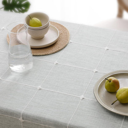 Softalker Outdoor Tablecloth Rectangle, Waterproof Linen Cotton Farmhouse Table Cloths with Tassel, Heavy Weight Wrinkle Free Boho Table Cover for Picnic Camping Dining - 55 x 70 Inch, Coffee Lines