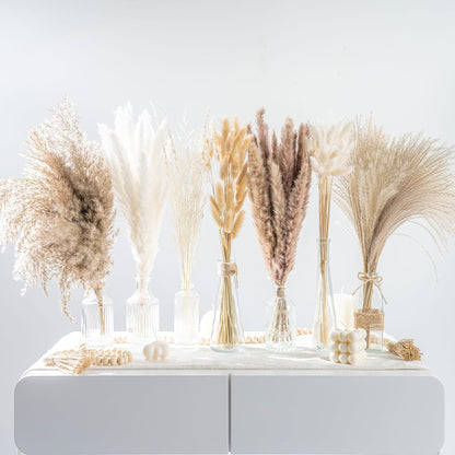 96PCS Natural Dried Pampas Grass Boho Home Decor Bouquet Phragmites Dried Flowers Bouquet for Wedding Floral Arrangements Living Room Decorations (96PCS)