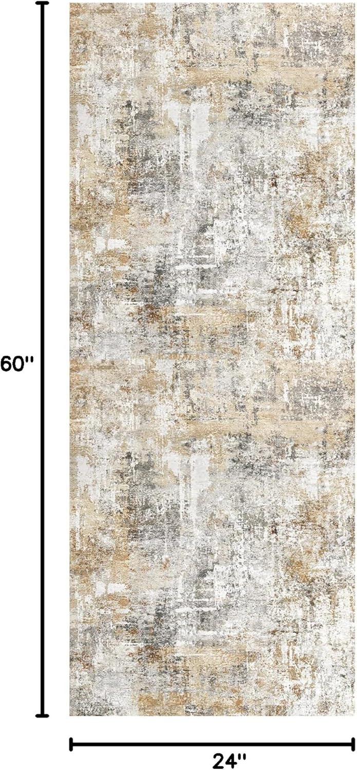 2x3 Washable Non-Slip Area Rug - Soft Low Pile Throw Rug for Kitchen Entryway Bedroom - Modern Indoor Door Mat with Rubber Backing (Beige Grey) - Colors B