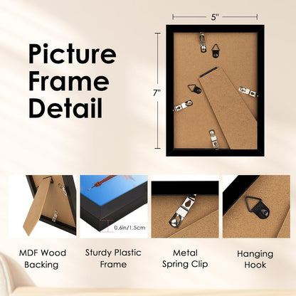 FIXSMITH 10 Pack Picture Frames Collage Wall Decor for Mounting or Tabletop Display, Gallery Wall Frame Set with Two 8x10 Black Frames, Four 5x7 Frames and Four 4x6 Frames, Multi-Pack Photo Frame Set