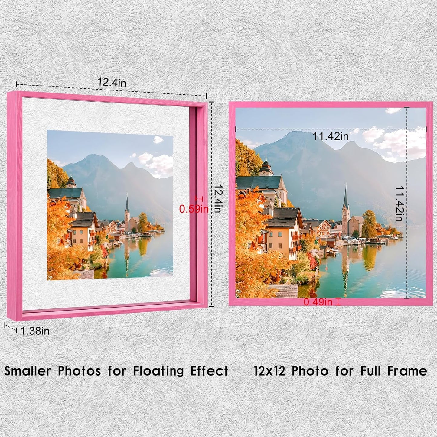 MUYE 11x14 Floating Frame Set of 2,Double Glass Rustic Frame,Display Any Size Photo up to 11x14,Wall Mount or Tabletop Standing,Natural