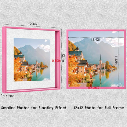 MUYE 11x14 Floating Frame Set of 2,Double Glass Rustic Frame,Display Any Size Photo up to 11x14,Wall Mount or Tabletop Standing,Natural