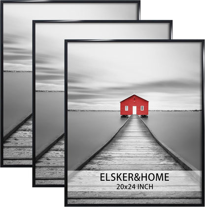 ELSKER&HOME 22.375 x 34 Poster Frame 3 Pack, Black Picture Frame for Horizontal or Vertical Wall Mounting, Sturdy and Scratch-proof