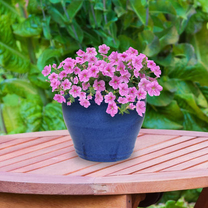 Sunnydaze Large Ceramic Plant Pot - Round Outdoor Glazed Ceramic Planter Pot with Drainage - Studio - Imperial Blue - 18.5"