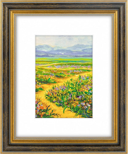 Golden State Art,11x14 Ornate Picture Frame for 8x10 Photo with Mat or 11 x 14 Prints without Mat,Real Glass Wall Display(Color:Green Gold)