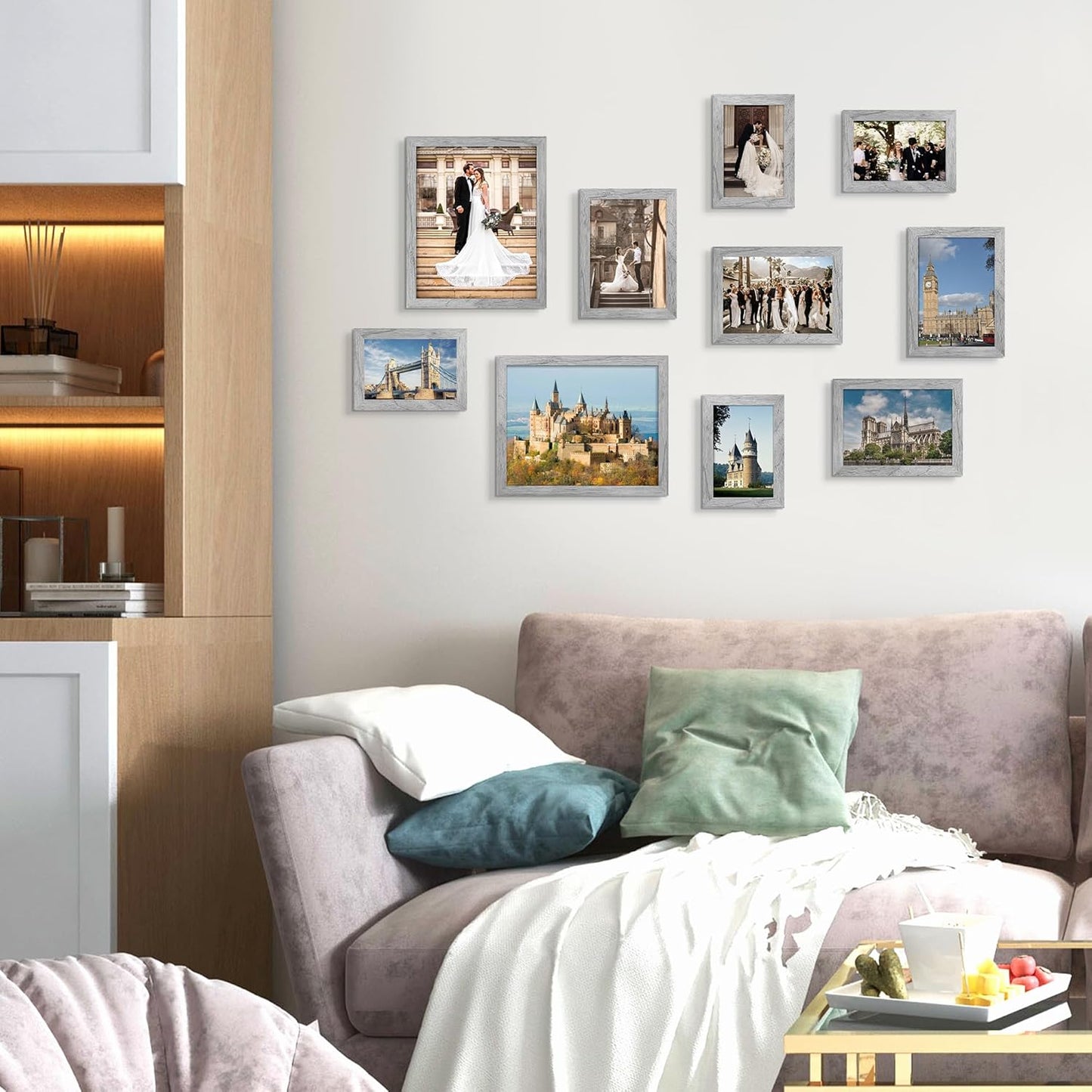 upsimples 10 Pack Picture Frames Collage Wall Decor for Mounting or Tabletop Display, Photo Gallery Frame Set for Family, Multi Sizes Including 8x10, 5x7, 4x6, Black